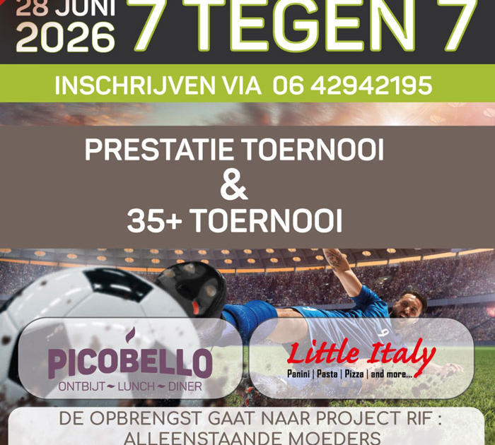 7 tegen 7 voetbaltoernooi 2026